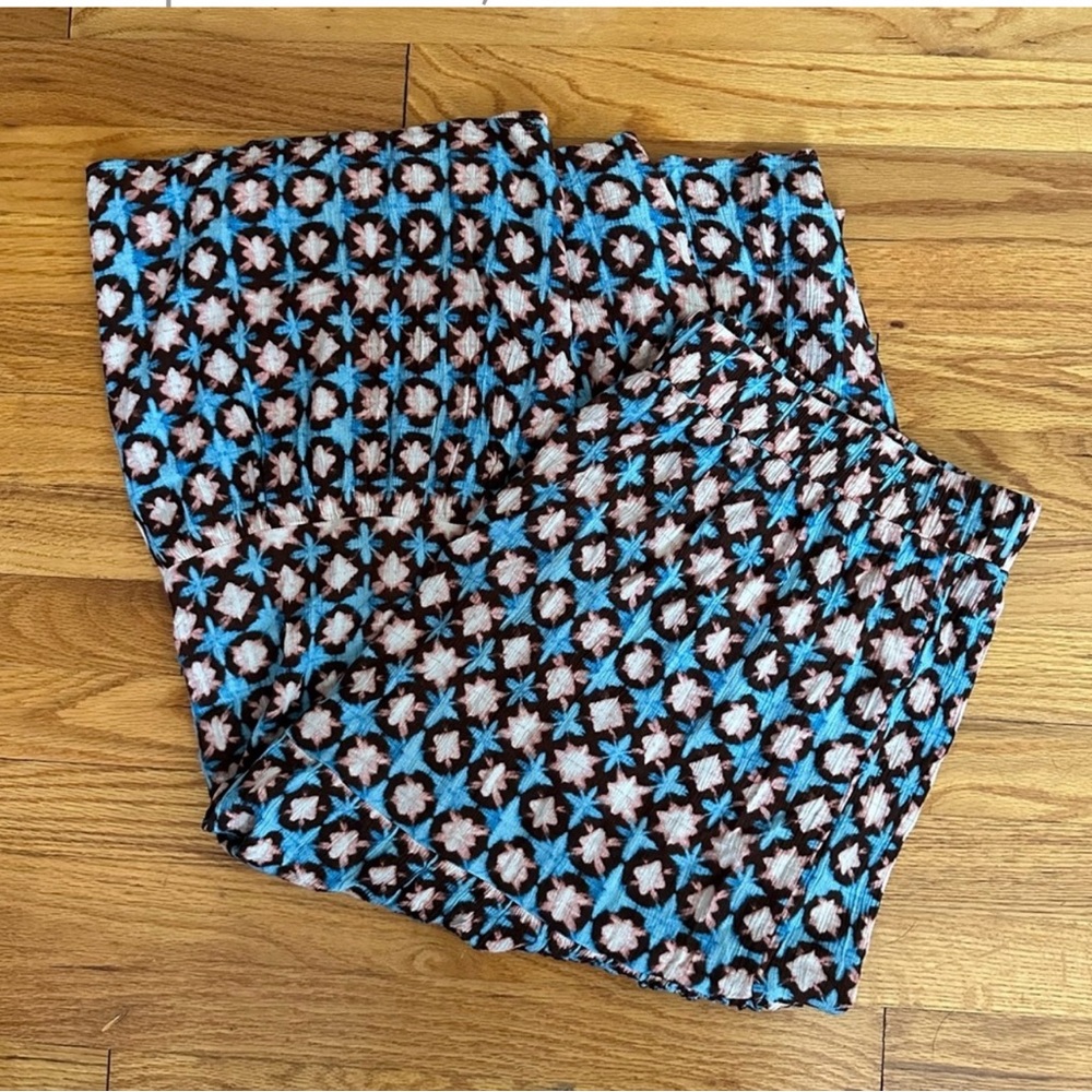 Loft Patterned Blue and Brown Women's Skirt XL